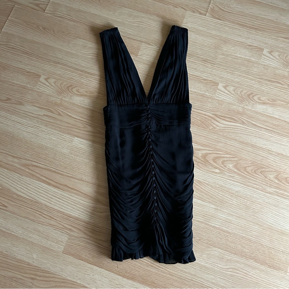 Forever 21 Black Ruched Mini Dress Medium